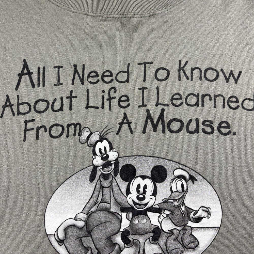 Disney Parks Unisex Mickey Mouse Sweatshirt Vintage 90s Made in USA Large P291 - Picture 2 of 11